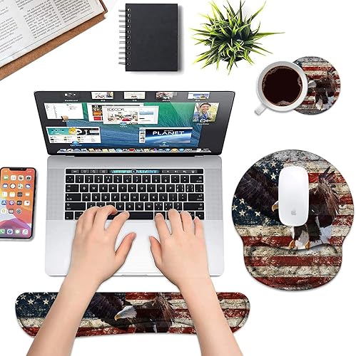 Miniatura 10 de Juego de reposamuñecas para teclado y alfombrilla para mouse, base de poliuretano antideslizante, fácil de escribir y aliviar el dolor de muñeca,