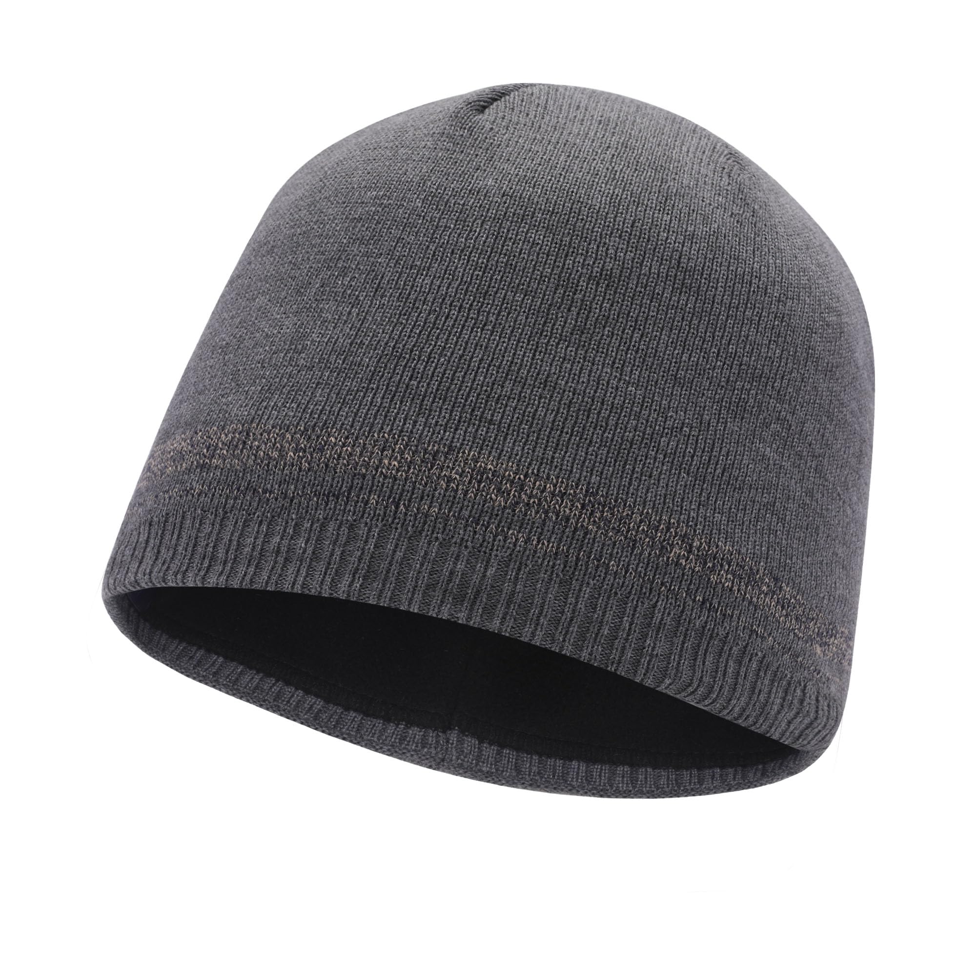 ZLYC Men Fashion Knit Beanie Hat Winter Warm Thick Daily Skull Cap(Solid Gray),One Size