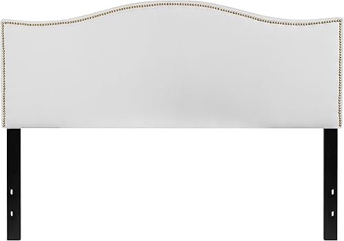 Miniatura 8 de Flash Furniture Bedford - Cabecero de cama doble tapizado con ribete de uñas en tela beige Blanco,Negro -,Marrón