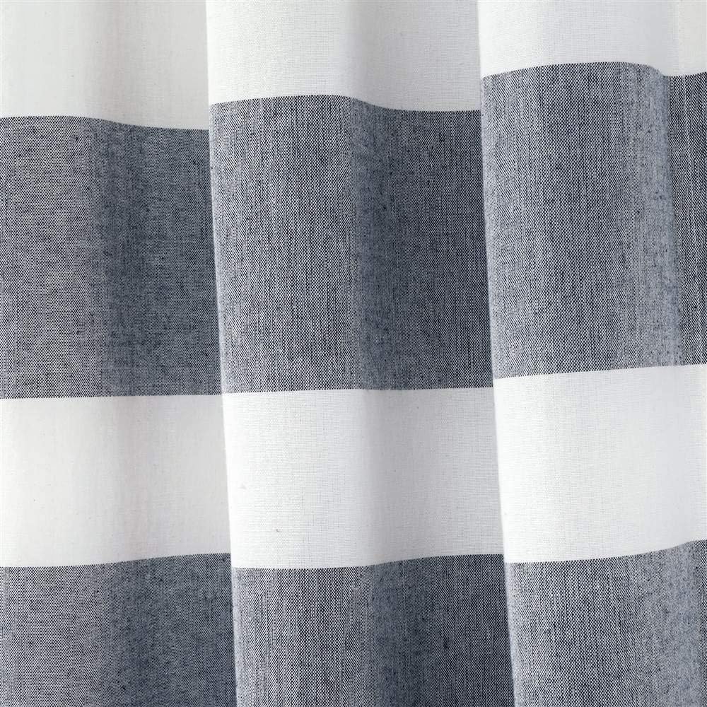 Lush Decor Navy Stripe Yarn-Dyed Cotton Window Curtain Set (95" x 40")