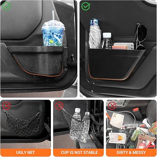Miniatura 2 de Caja de almacenamiento de inserción lateral de puerta delantera y trasera, bolsillos organizadores de puerta para Jeep Wrangler JK JKU 2011-2018 de