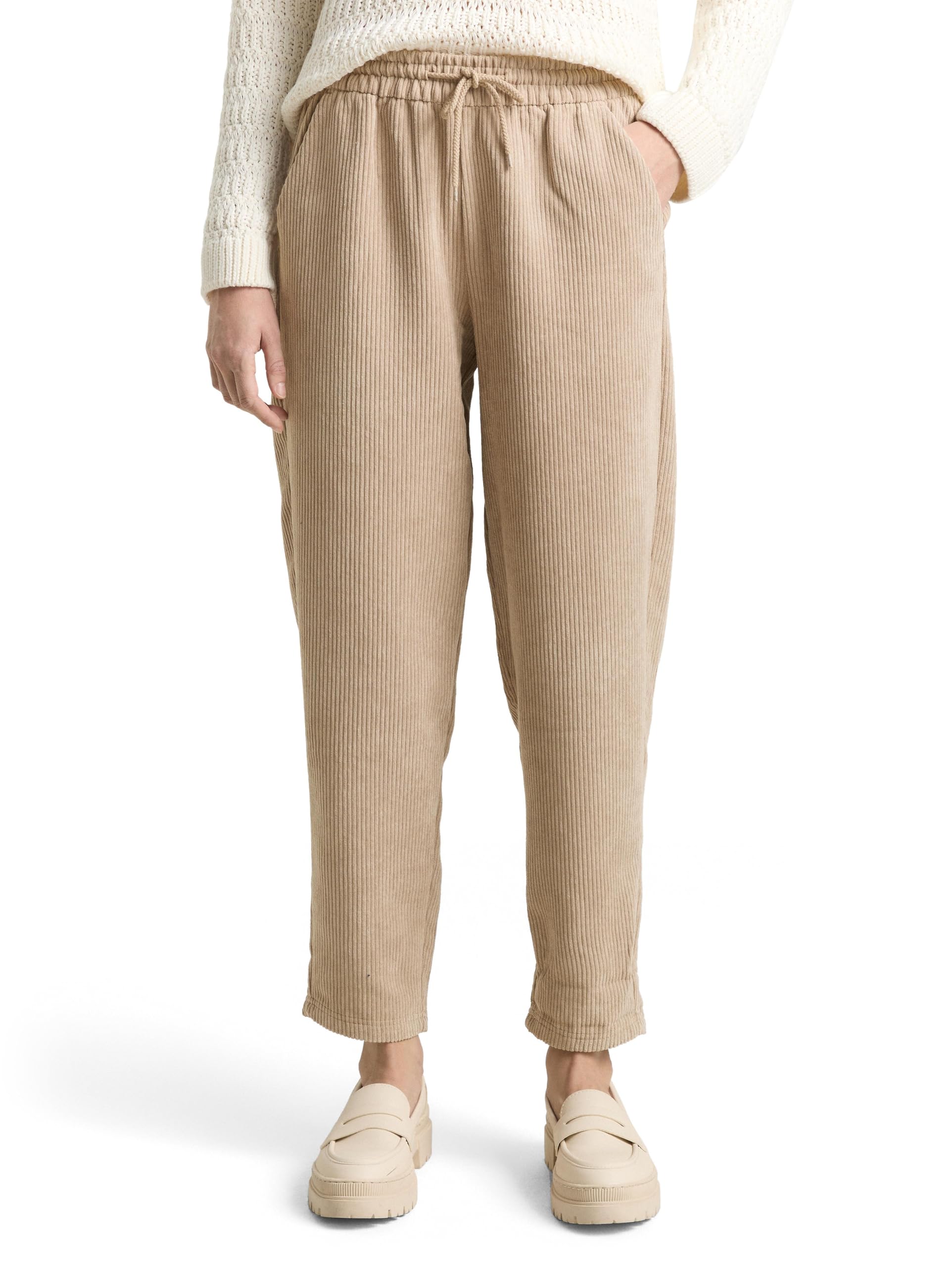 Tom Tailor Denim Damen Cordhose mit Kordelzug 1048357