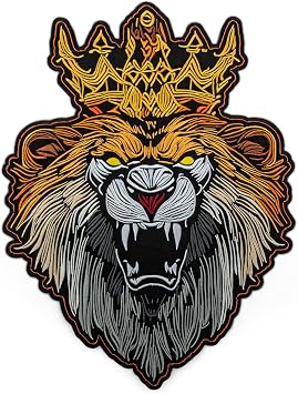 EMBROVERSE Royal Lion King Crown Large Back Patch, Embroidered Iron-On