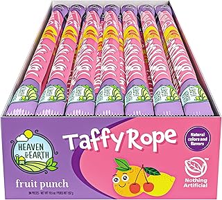 Heaven & Earth Fruit Punch Taffy Rope 19.5oz (24 Pack) | Made with Natural Colors & Flavors, No High Fructose Corn Syrup, Gluten Free, Nothing Artificial, Wonderfully Delicious!