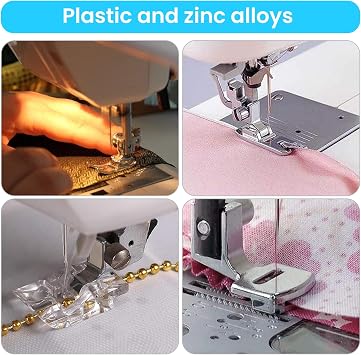 11-Piece Multifunctional Presser Foot Set for Sewing Machines - Plastic & Zinc Alloy - Compatible with Standard Household Sewing Machines