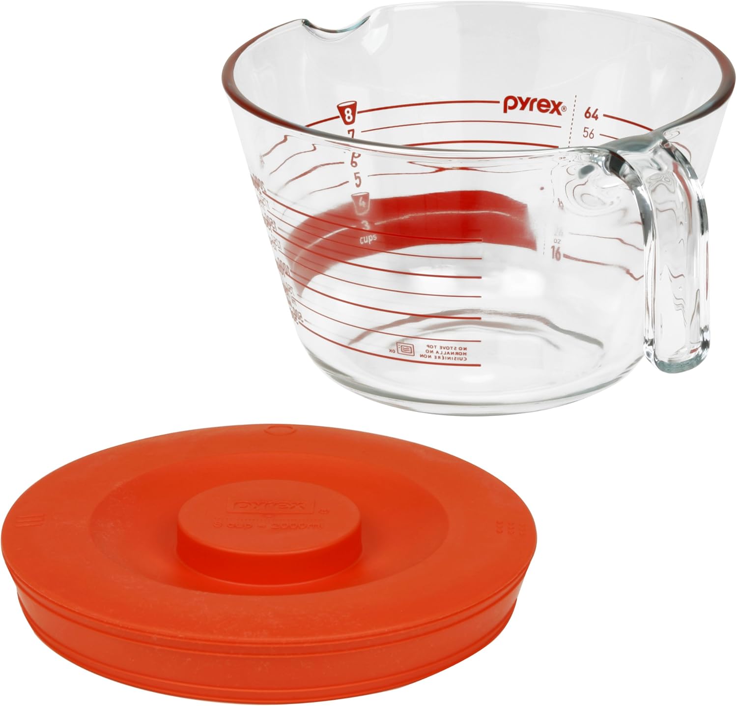 Pyrex Glass Measuring Cup with Lid 8 Cup Glass Measuring