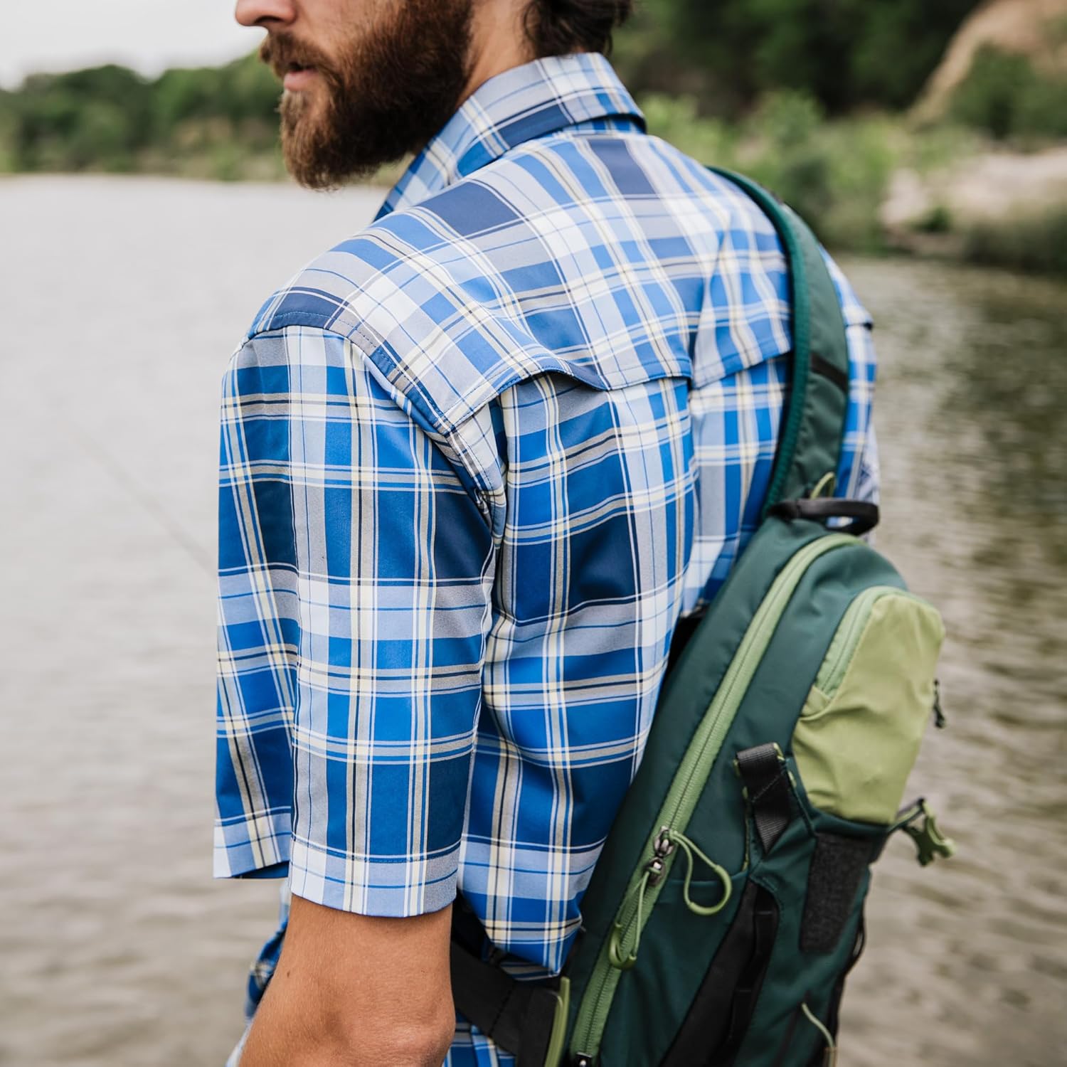 Field & Stream Men's Line Burner Short Sleeve Fishing Shirt, Sunkissed Plaid - Image 4