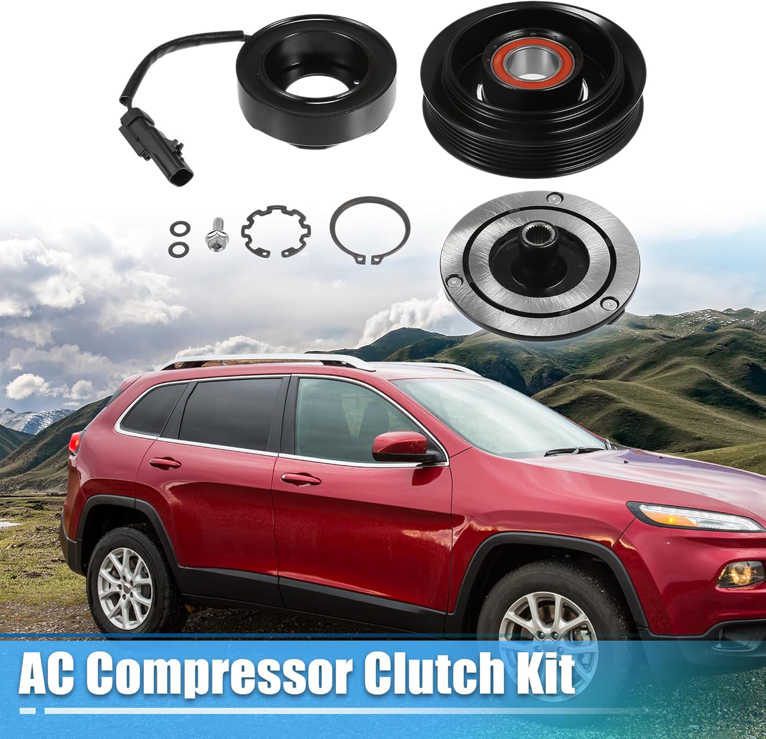 X AUTOHAUX 1 Set AC Compressor Clutch Replacement Fit for Jeep Cherokee Wrangler Tj 2006