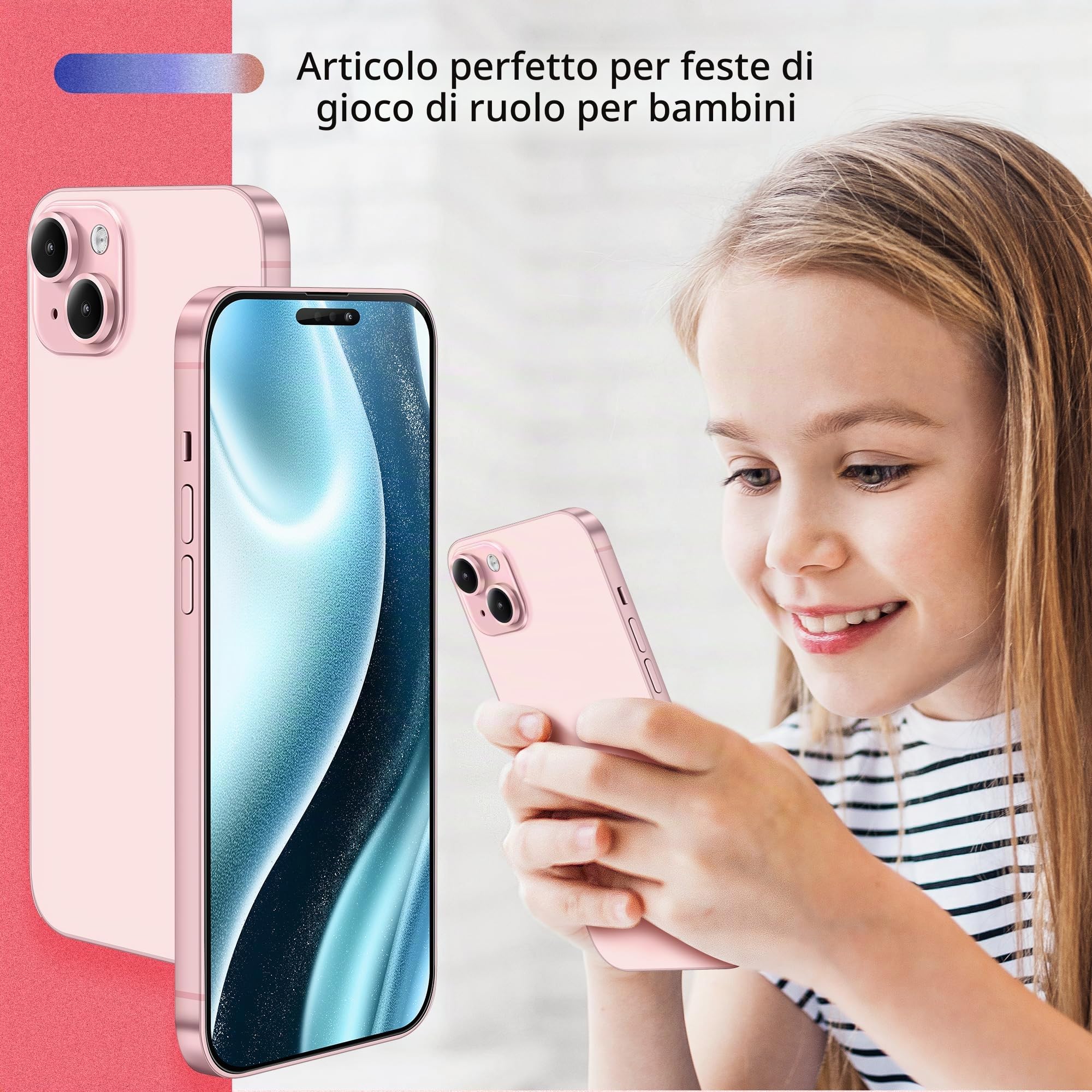 FufoneUS Display falso giocattolo cellulare metallico modello replica non funzionante 1:1 telefono per Phone 15 Pro Max falso giocattolo cellulare (Fur 15 Pro Max argento schermo nero)
