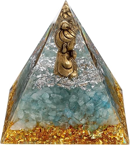 Miniatura 8 de FENGSHUI-CAISHEN Pequeña estatua de Guan Yin en pirámide de orgón de cristal curativo, aventurina verde con figura de Quan Yin, Kwan Yin, decoración