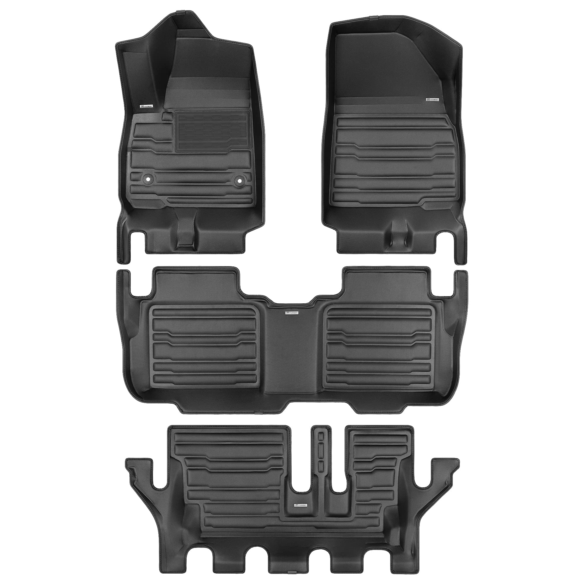 TuxMat - for GMC Acadia 7-Seater 2017-2023 Models - Custom Car Mats - Maximum Coverage, All Weather, Laser Measured - This Full Set Includes 1st, 2nd and 3rd Rows