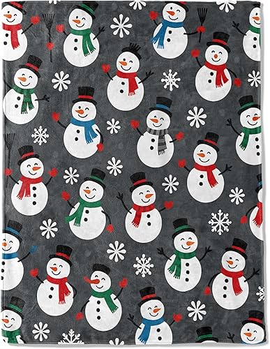 Miniatura 9 de Manta decorativa de Navidad, decoración retro con estampado de copos de nieve de Papá Noel y árbol, mantas de invierno de franela suave para sofá,