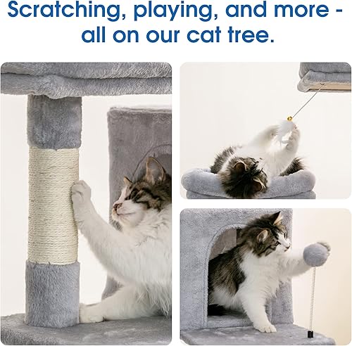 Miniatura 102 de MWPO Árbol de gato rosa de 63.8 pulgadas para gatos de interior, torre para gatos de varios niveles con postes rascadores cubiertos de sisal