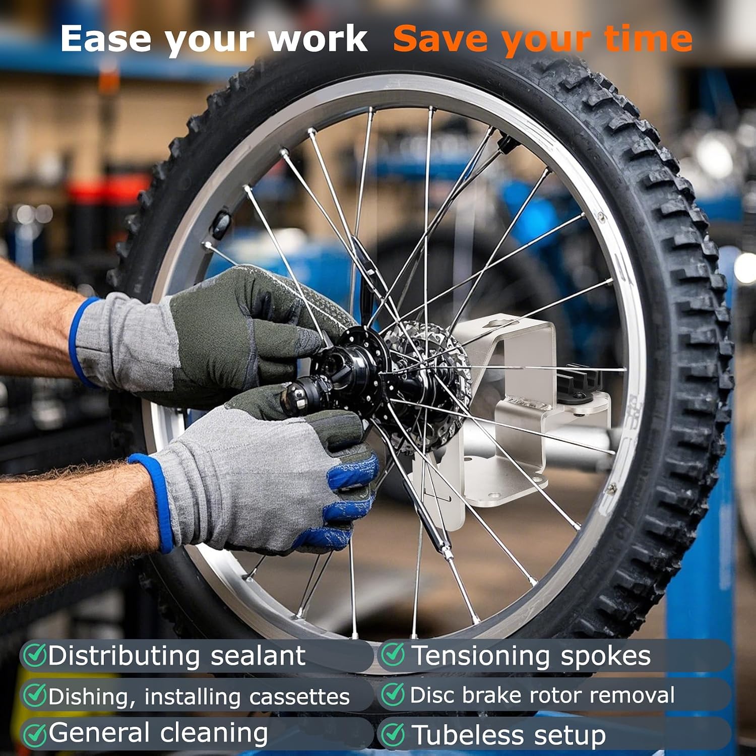 Upgrade Bicycle Wheel Holder, Bicycle Tire Repair Stand | Holds Thru-axle, Quick-release, and Solid Axle Wheels, Fits 0°, 35°, and 90° Positions