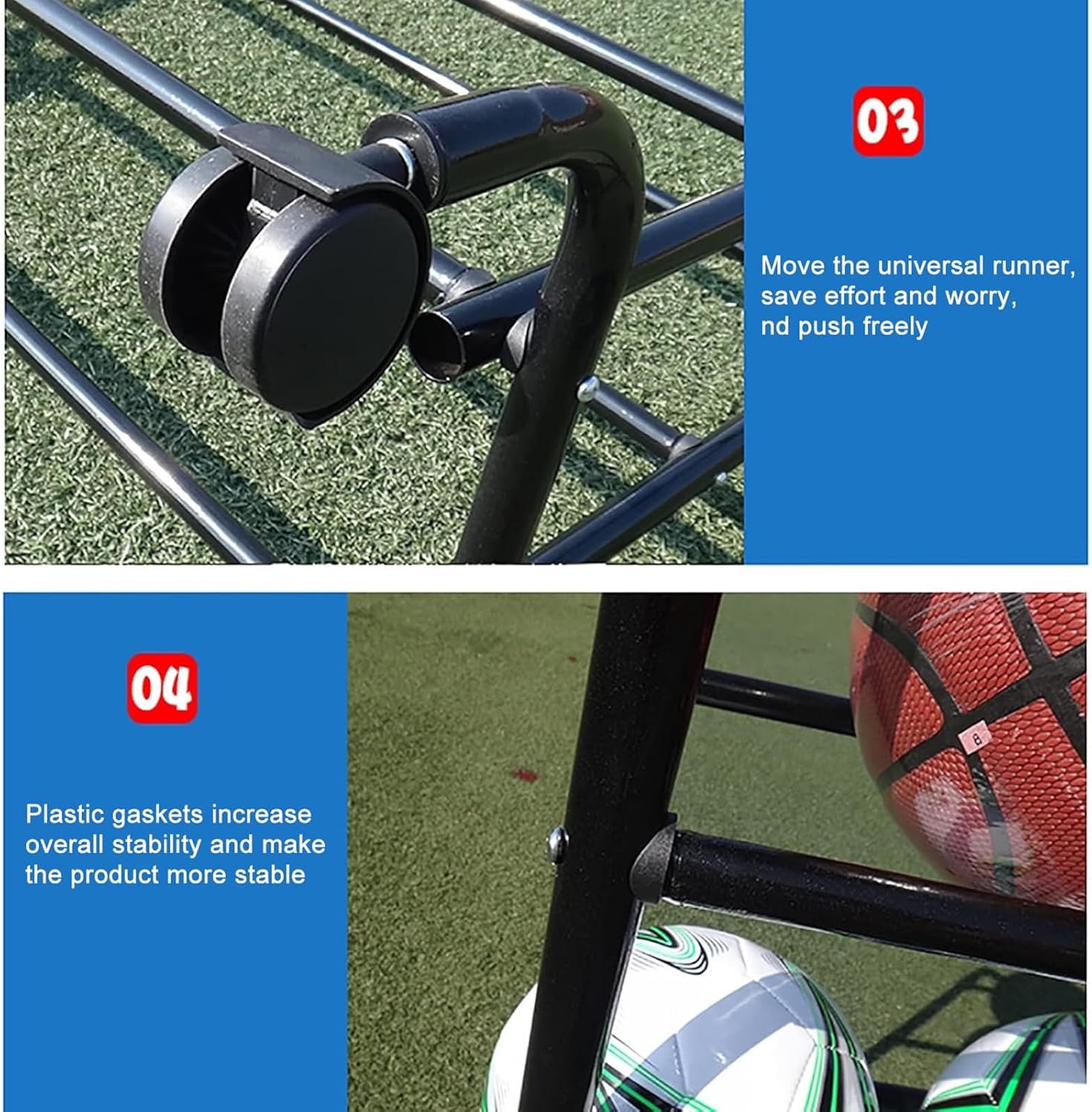 3-Layer Basketball Storage Rack, Rolling Ball Organizer for Garage, Sports Equipment Cart, Multi-Layer Training Stand for Basketball & Football Display, Heavy-Duty U
