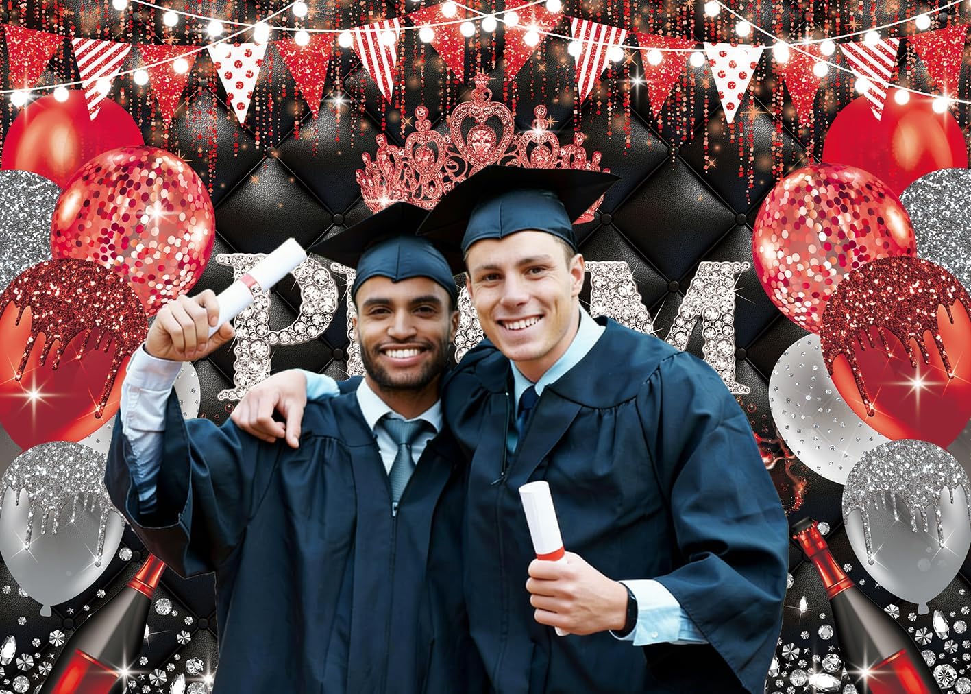 Prom Send Off 2026 Backdrop Black Red Silver Class of 2026 Prom Night Background Graduation Party Decorations Congrats Grad Banner Photo Props (red, 94X70 inch (8x6FT))