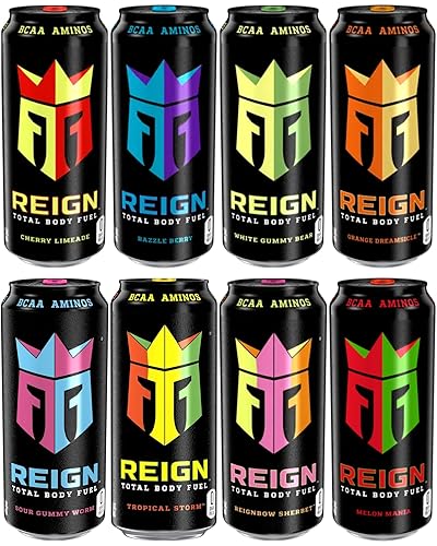 Reign Total Body Fuel, paquete de 8 variedades de sabores, bebida de fitness y rendimiento, 16 onzas (paquete de 8)