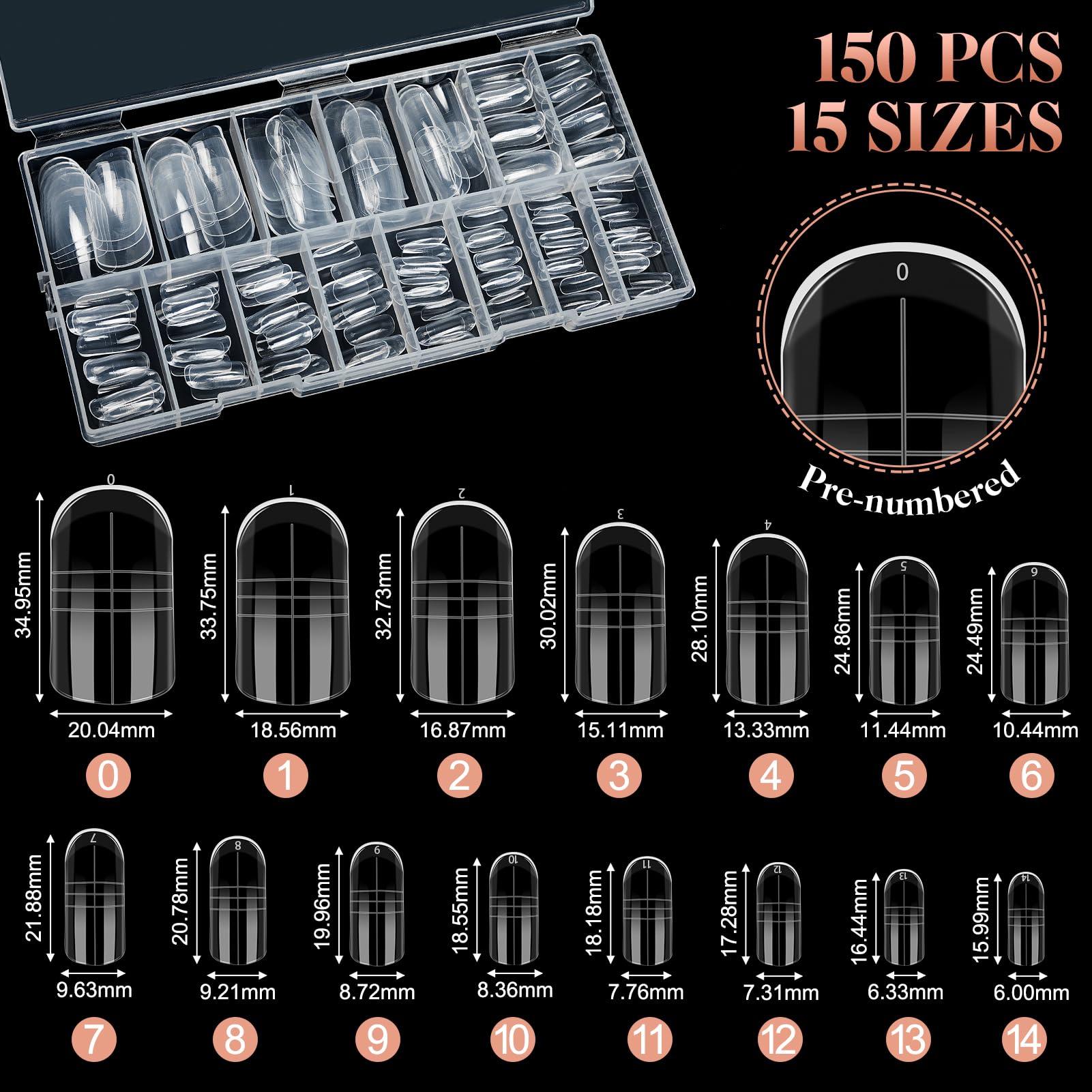 MELLIEX 150 Pieces Dual Nail Forms for Toes Full Cover Forms for Polygel Extension Long Square Nail Mold Tips - Image 4