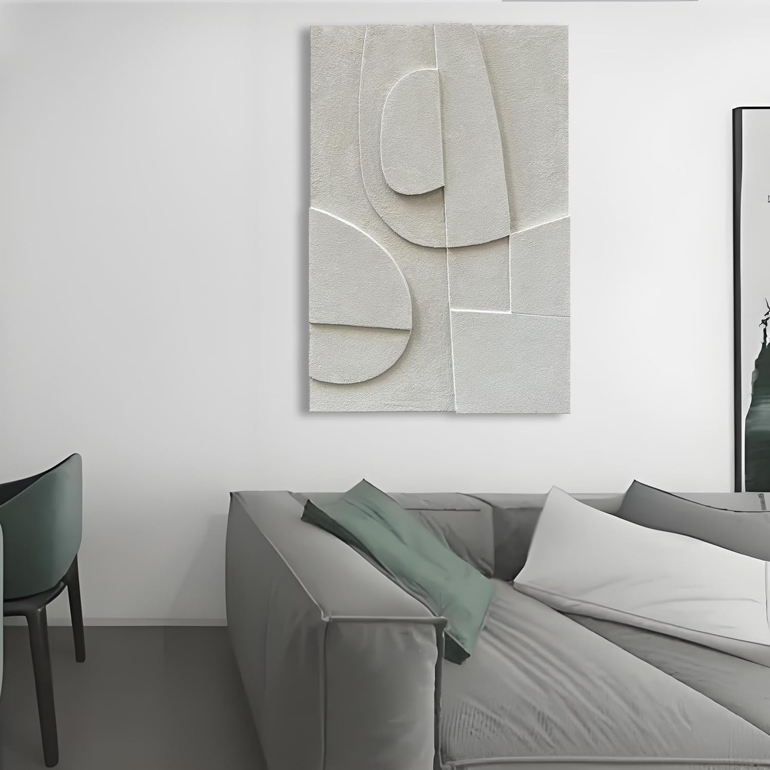 Hand-Painted 36x24 inch White Abstract Wall Decoration Oil Painting Minimalist Art Home Wall Decoration Painting