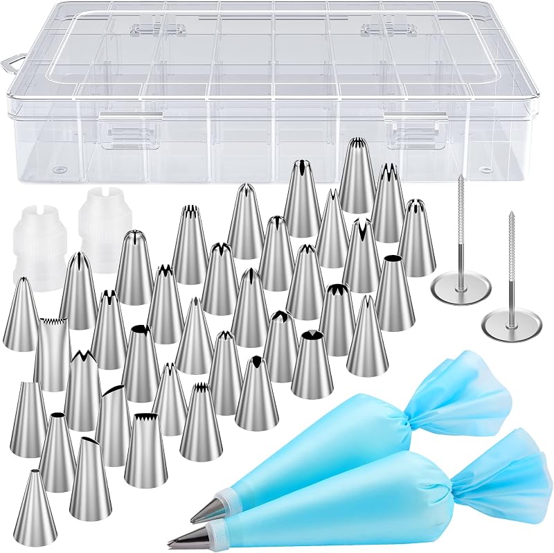 Kootek 42 Piping Bags and Tips Set Frosting Piping Kit for Beginners & Pros | Storage Case, Baking Supplies Kit, 36 Numbered Icing Tips, 2 Reusable Piping Bags, for Cake Cupcake Cookie Decorating