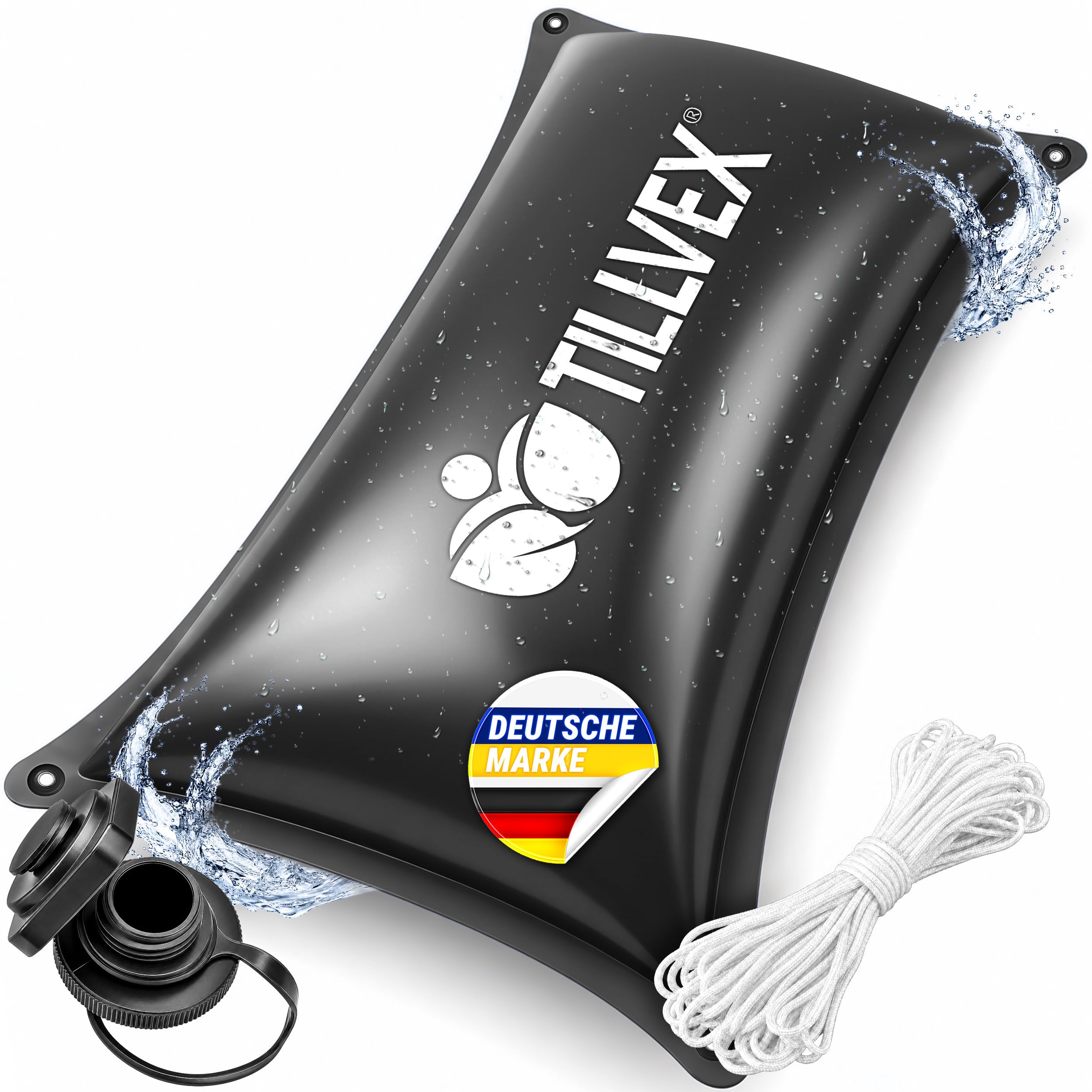 tillvex® Poolkissen Winter XXL 2x4m rechteckig + 12m Seil & Reparaturkit | Luftkissen zur Poolabdeckung frost- & chlorbeständig bis -20°C | Winterkissen inkl. Schraubventil | Kissen Überwinterung Pool