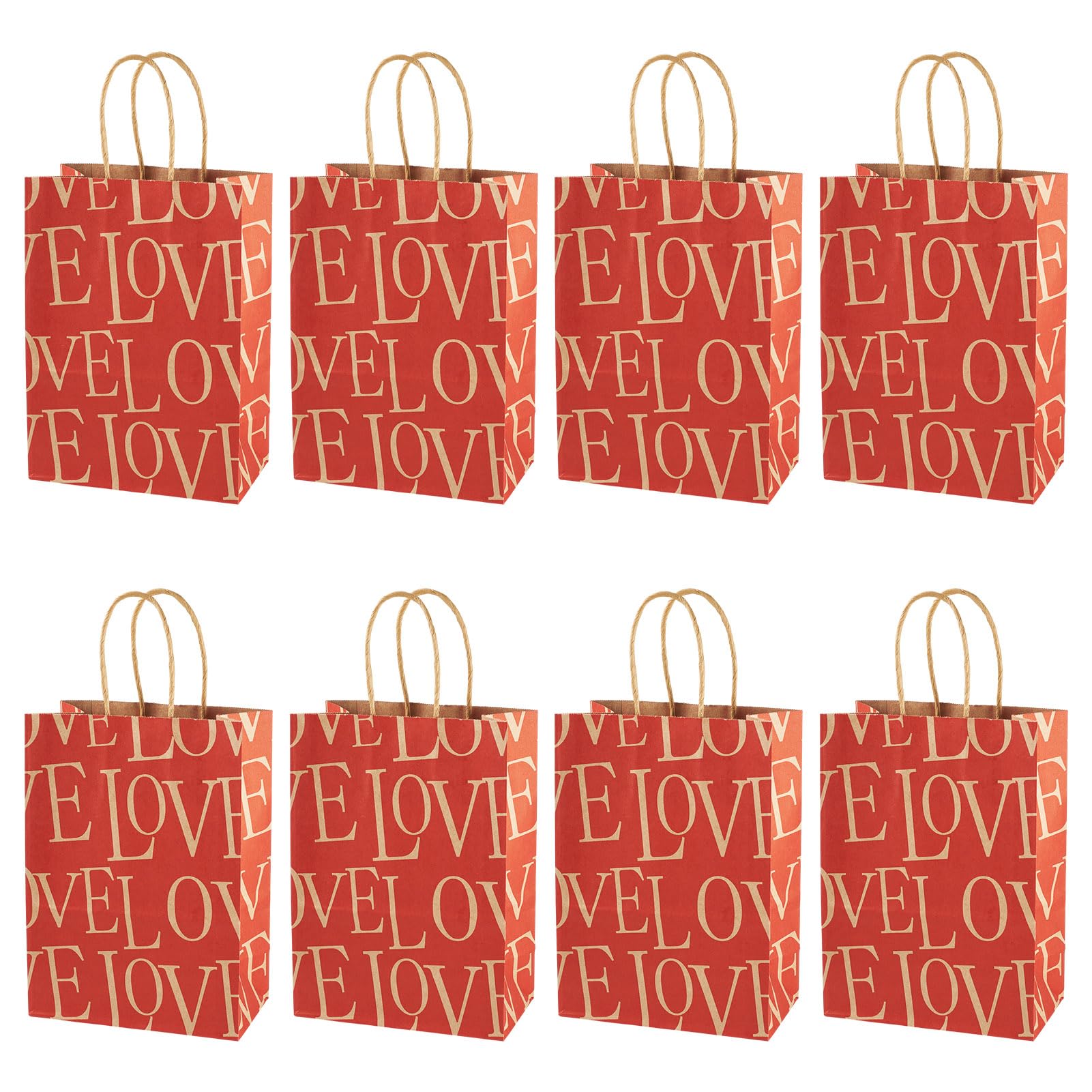 Crafans 10Pcs Love Paper Bags with Handles Valentine's Theme Present Bags Red Rectangle Party Favour Paper Tote Bag Carrier Bag for Birthday Present Wedding Party Favors — image 1