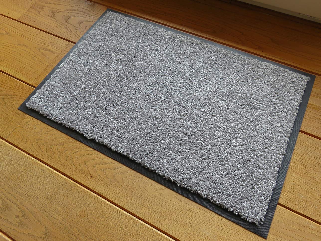 oKu-Tex Eco-Clean Schmutzfangmatte, Fußmatte, Läufer, rutschfest & waschbar, recycelt, für innen, silbergrau, hellgrau, silber, 90 x 120 cm, Silber-grau