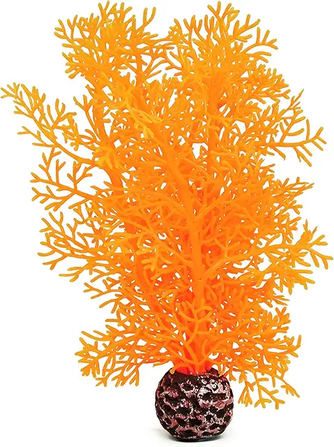 biOrb Orange Coral Aquarium Decoration - Plastic Horn Coral for Fresh & Salt Water