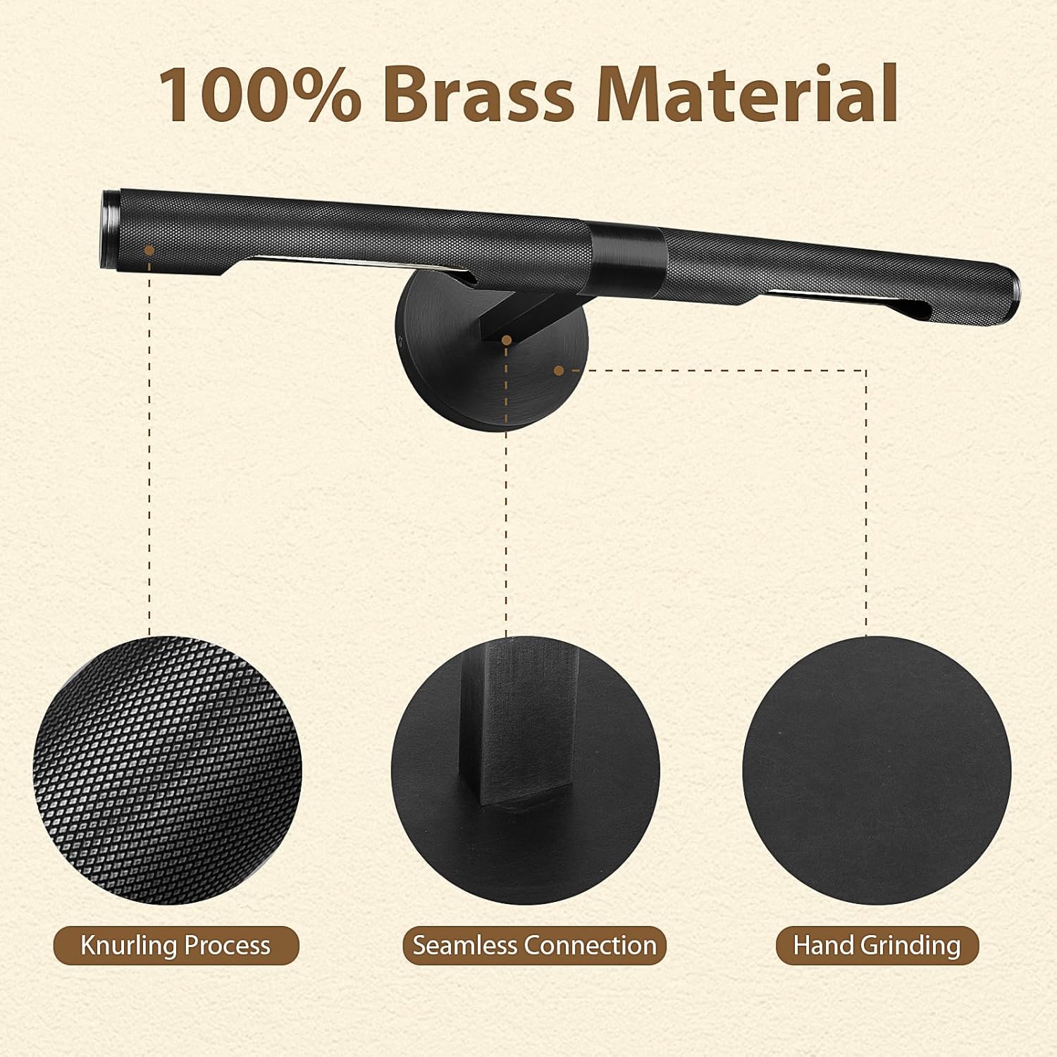 19” Brass Picture Lights, 3000K&6000K Modern Vanity Light, 360° Rotatable Wall Sconces Lampshade, Hardwired Art Light Over Picture Frame for Living Room, Bookcase, Artwork, Black