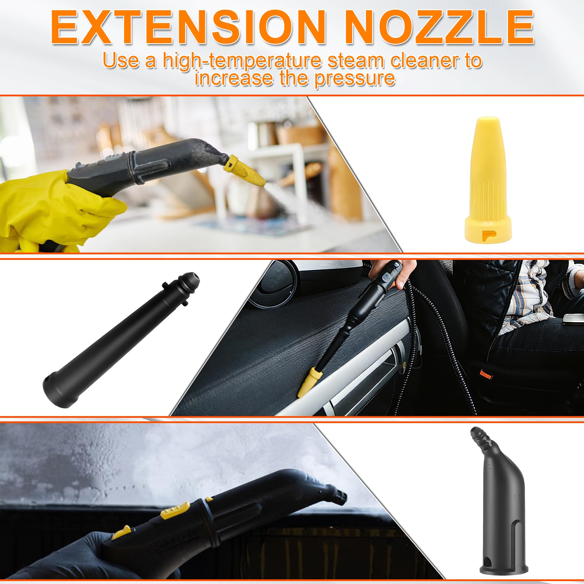 Ensemble de 12 accessoires pour nettoyeur vapeur pour Kärcher Easyfix SC1, SC2, SC3 et SC4, brosse ronde, brosse plate, buse allongée, buse coudée, buse pour recoins, chiffon en microfibre