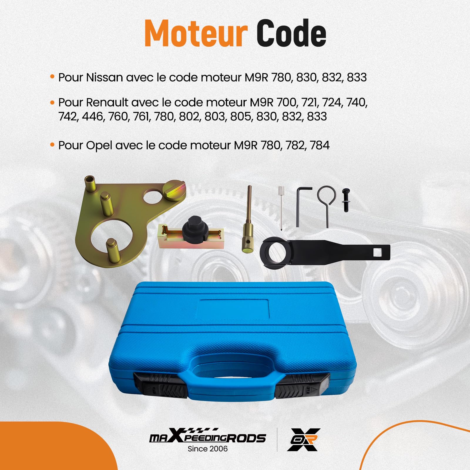 maXpeedingrods Outils Calage Kit Calage Moteur pour Nissan Primaster Qashqai pour Renault Megane 2.0 DCI M9R 670 780 782 830, pour Opel MOT 1770 EN-48334 EN-48330 Outils de courroie de distribution