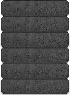 Large Bath Towels Set of 6 – 24" x 50" – 100% Cotton Terry – Durable, Soft & Quick Dry – Grey Multipurpose Towels for Bathroom, Gym, Spa, Pool & Daily Use