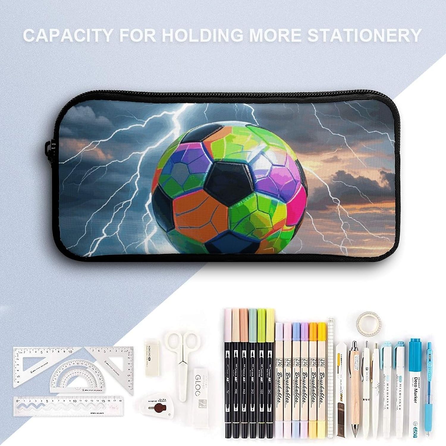 Football And Lightning Pen Cases Cute Pencil Box image 3