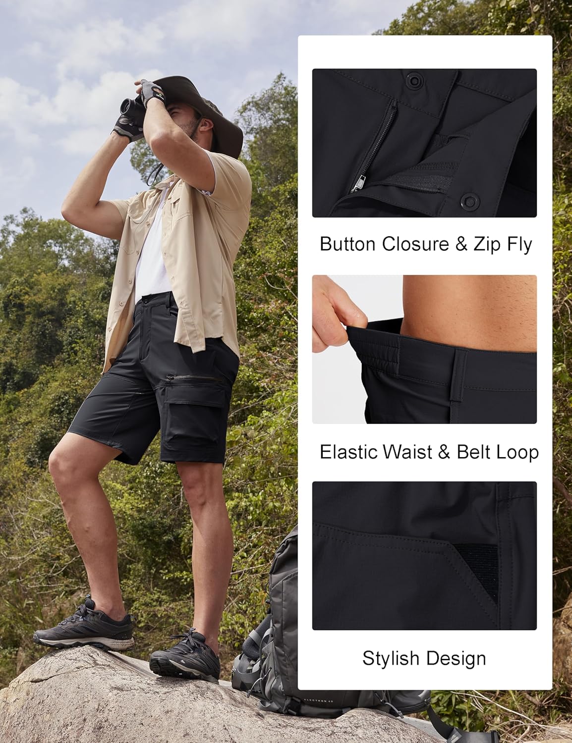 MAGCOMSEN Men's Hiking Cargo Shorts 9" Quick Dry Lightweight Summer Casual Shorts for Men Work Golf Outdoor 5 Pockets - Image 6