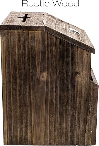 Miniatura 5 de Excello Global Products Caja de sugerencias rústica con candado caja de comentarios de boleta de madera, montado en la pared o independiente.