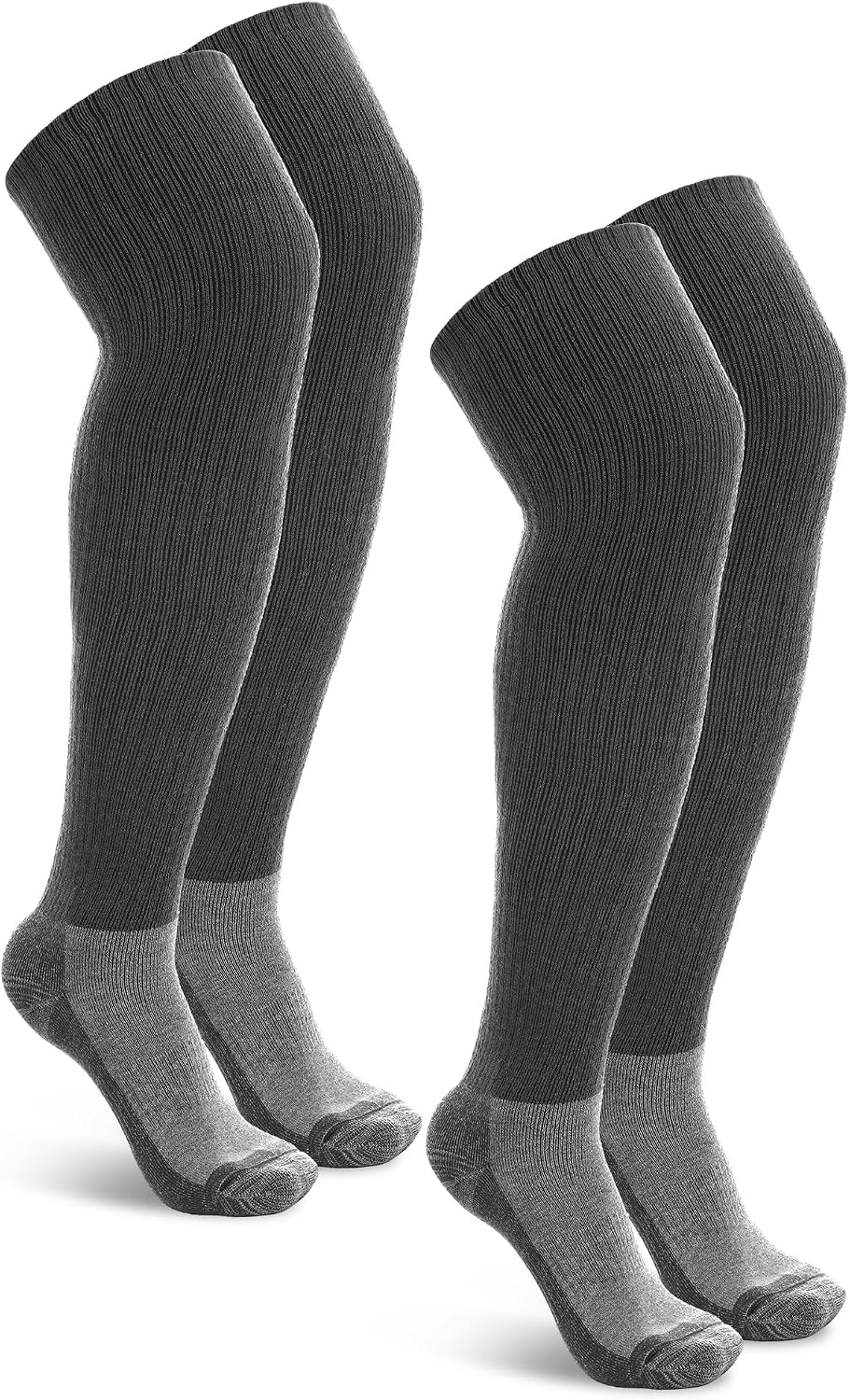 2 Pair Men's Merino Wool Thigh Knee Thermal Boot Socks