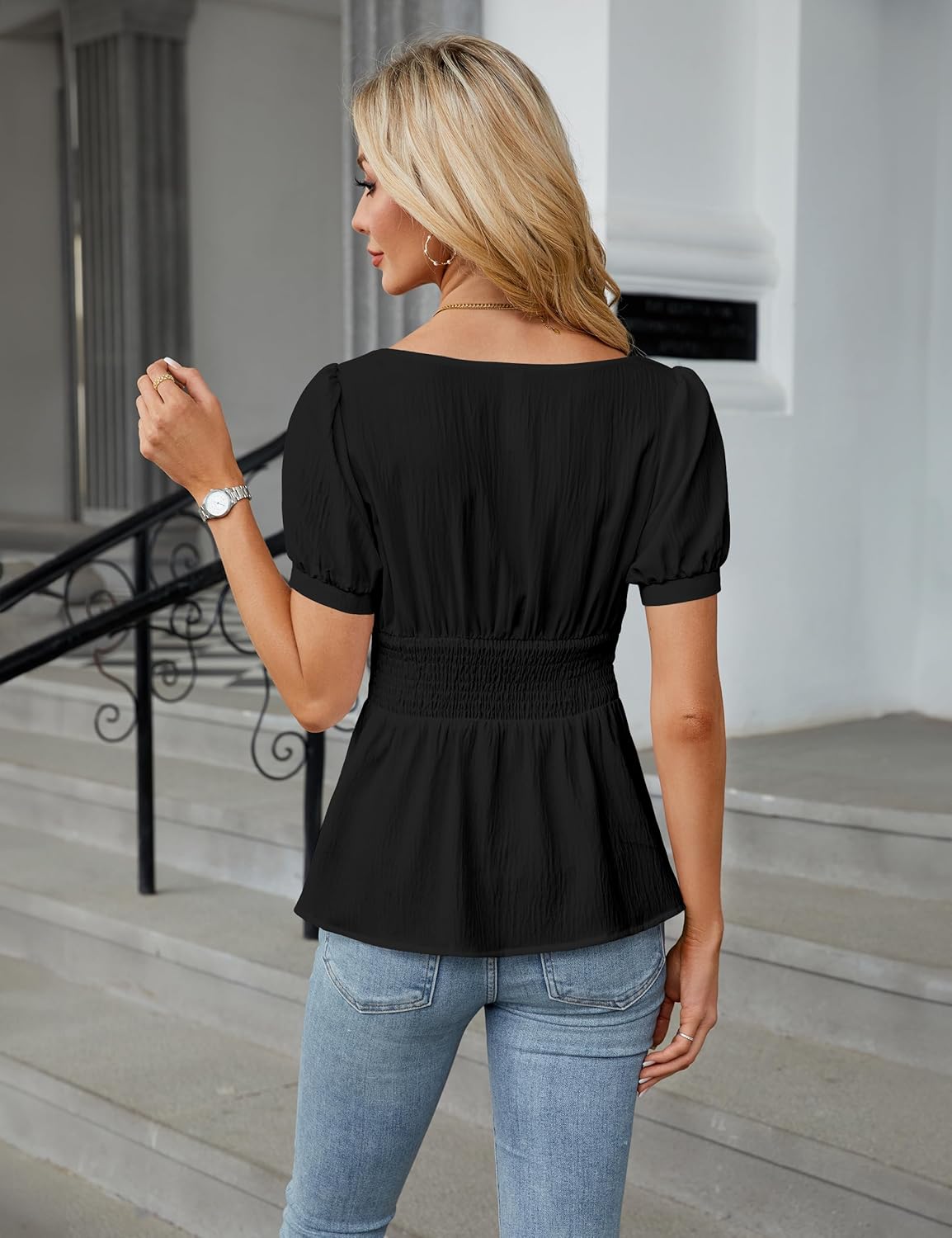 BMJL Women's Dressy Short Sleeve Blouse - Image 4