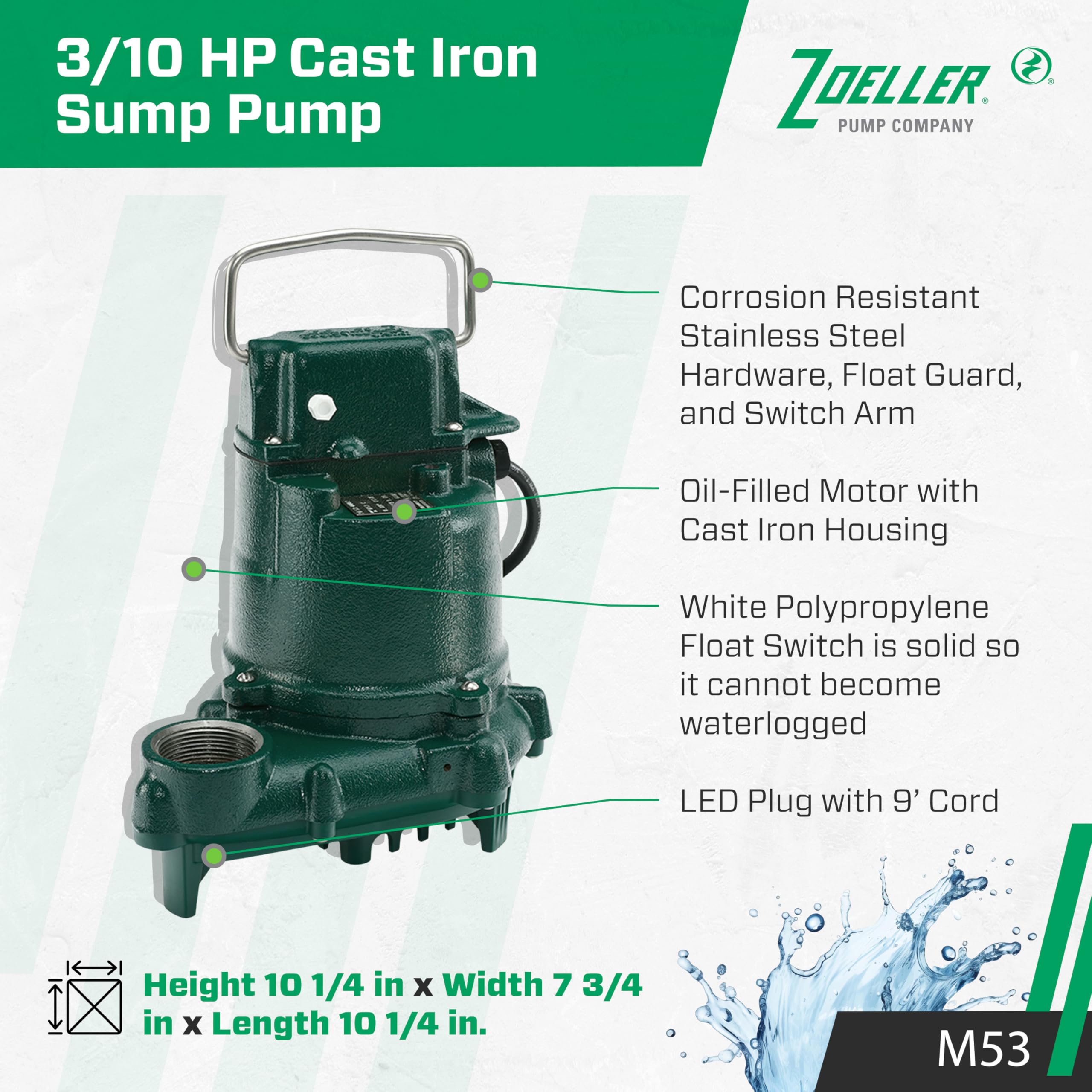 B-A1 Hydromatic 1/4 HP Thermoplastic Sump Pumps B-A1 Hydromatic 1/4 HP Thermoplastic Sump Pumps