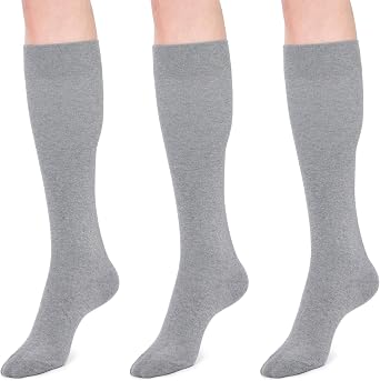 3 Pairs Compression Socks for Women & Men 15-20 mmHg Graduated Support Over The Calf Socks for Nurse, Flight