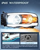 Vista 5 de Nilight Conjunto de faros delanteros Led DRL para Dodge Ram 1500/03 04 05 Dodge Ram 2500 3500 2002-2005, carcasa negra + reflector transparente