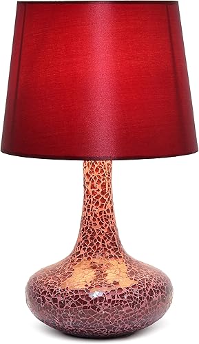 Miniatura 3 de Simple Designs LT3039-BLK - Lámpara de mesa, con pantalla de tela y base de mosaico espejado