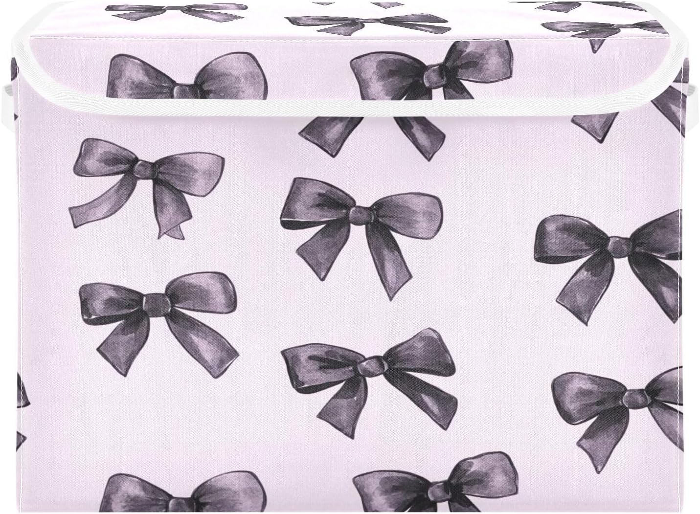 Cute Bow Tie Fabric Storage Bins with Lids and Handle, Foldable Storage Bins with Lids, Closet Organizers for Clothes Storage Room Organization Office Storage Chest Organizer