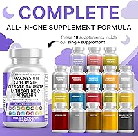 Vista 2 de Clean Nutraceuticals Complejo de glicinato de magnesio 1000 mg con L-teanina 200 mg de apigenina 50 mg citrato taurato suplemento