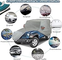Vista 6 de Big Ant Funda de automóvil para Wrangler CJ, YJ, TJ y JK de 4 puertas, protección para todo tipo de clima, cubierta impermeable para SUV, ajuste