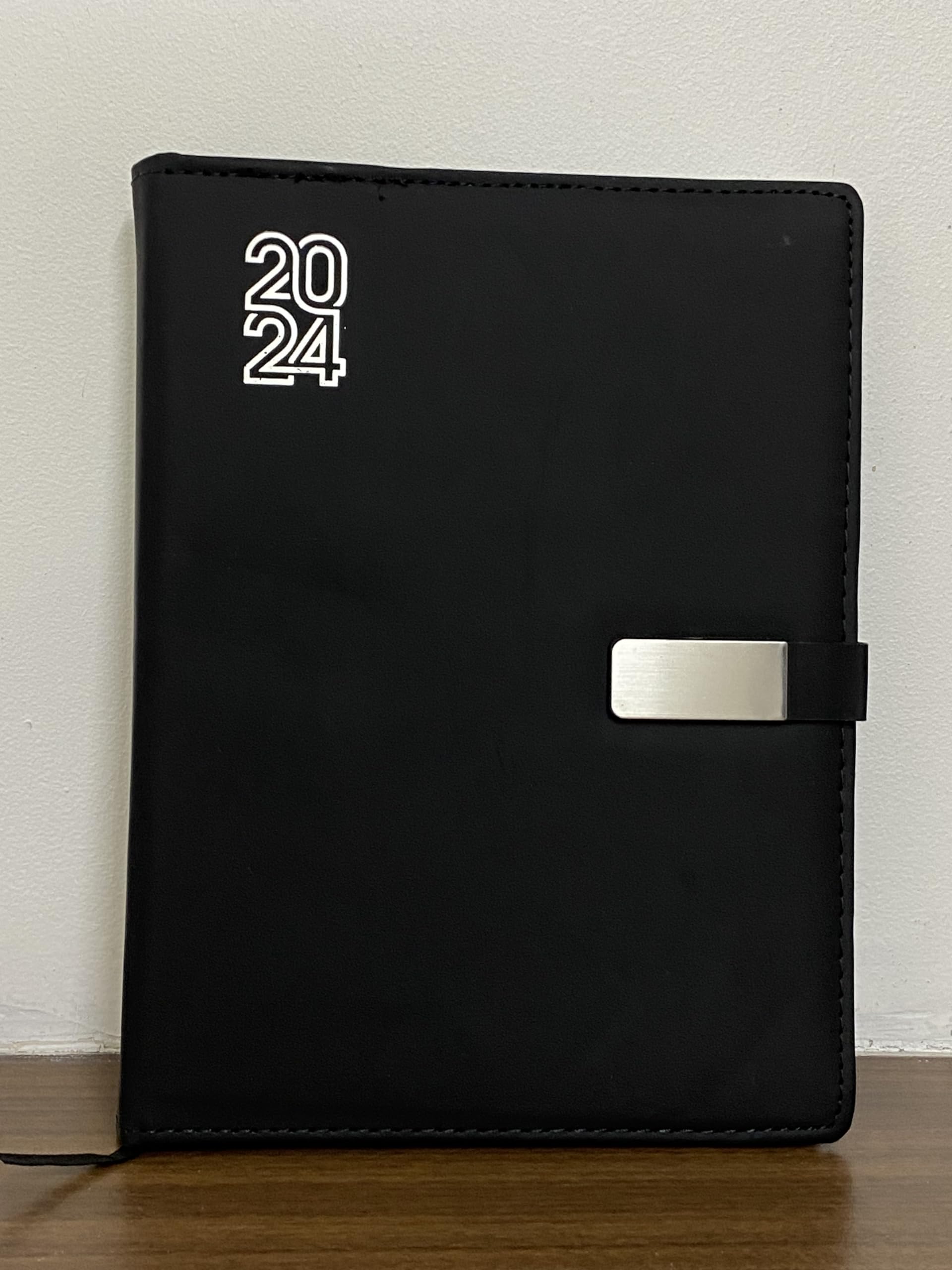 Magpie Collections Premium Black with Silver Lock Button Executive Leatherette Tabbed Journal New Year Diary 2024 Diary