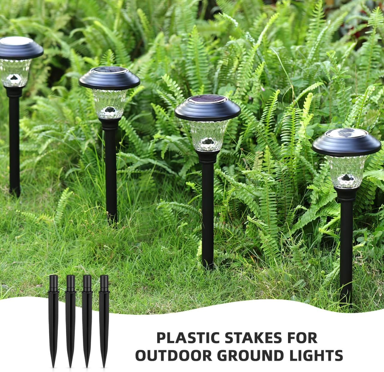 DOITOOL 20 Pack Solar Light Stakes Replacement 5.5 inch Pathway Light Stake ABS Plastic Reinforced Ground Spikes for Garden, Pathway, Christmas Lighting, Black