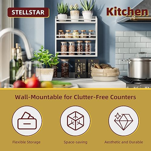 Miniatura 4 de Estante de especias montado en la pared, organizador independiente de especias para encimera, soporte de almacenamiento de especias de bambú, para