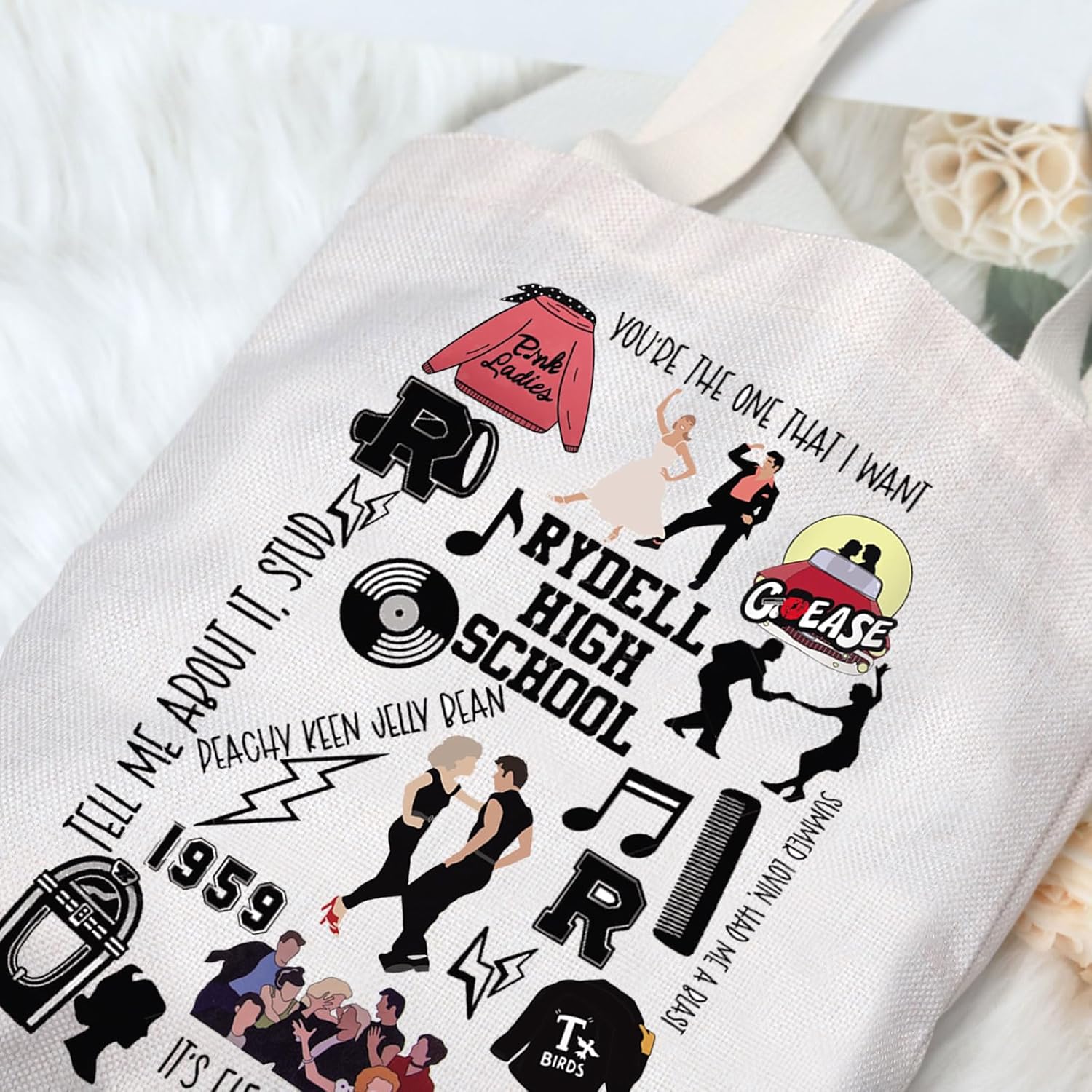 G2TUP Danny & Sandy Musical Tote Bag Danny Fans Gift You’re The One That I Want Theater Shoulder Bag Musical Theatre Merch - Image 5