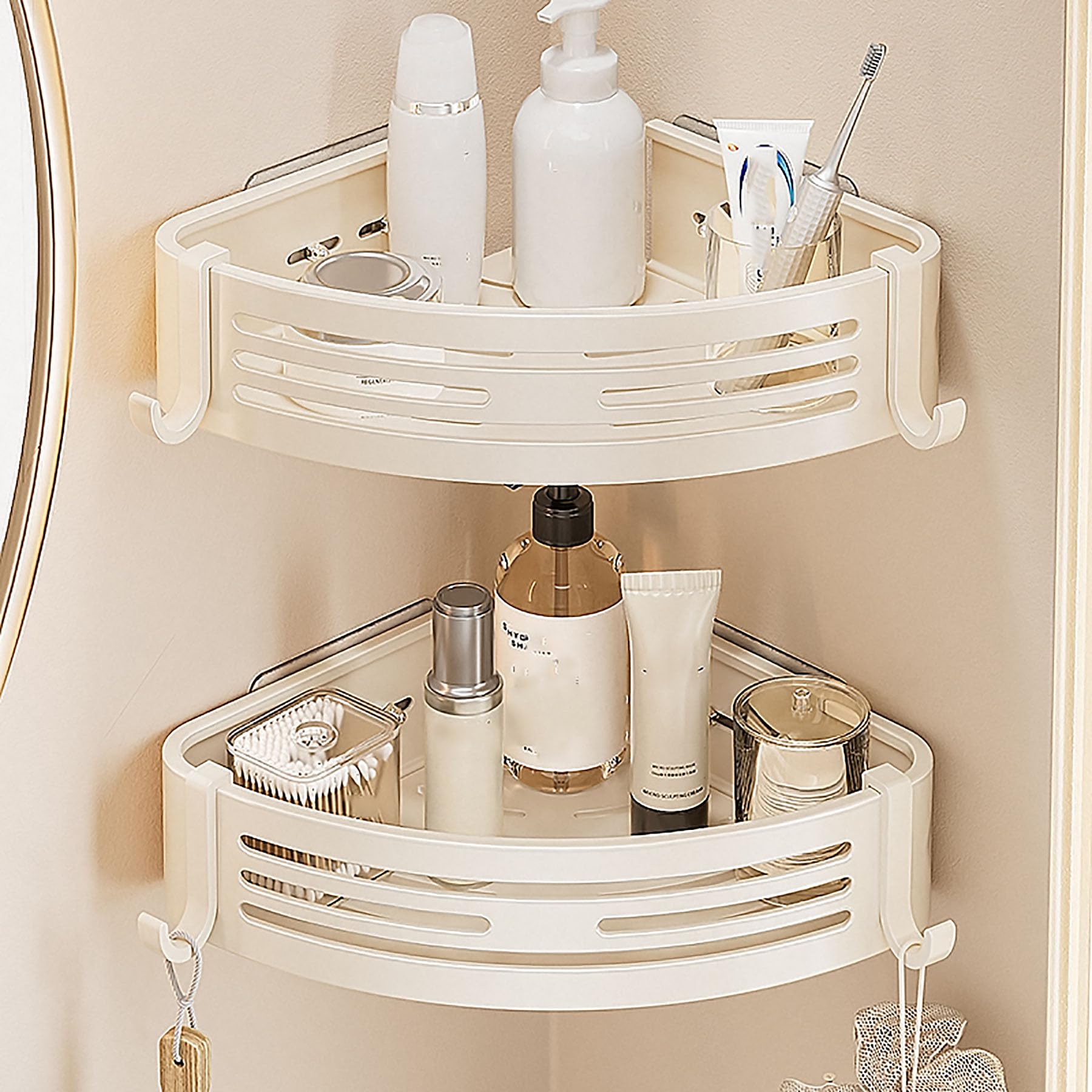 Mensole portaoggetti angolari per Doccia adesive mensole portaoggetti angolari per Doccia mensole portaoggetti da Parete antiruggine per Bagno Senza Foratura in Acciaio Inox,Bianca,B