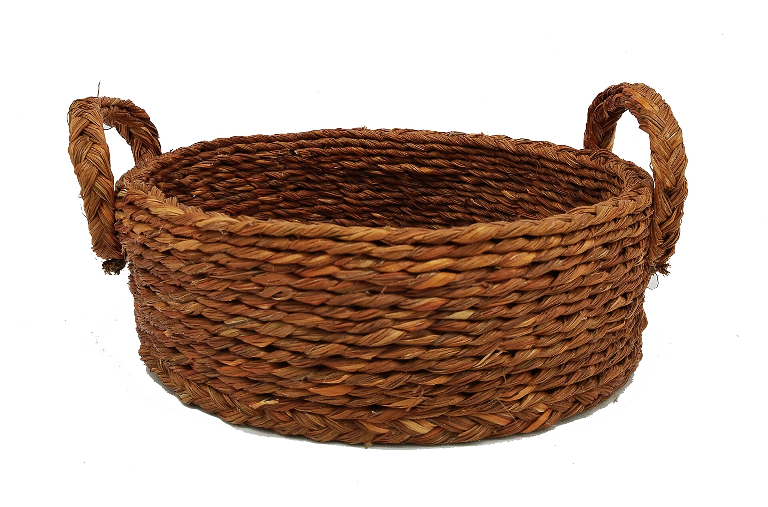 ARANYA SHILPO Handmade Sabai Grass Fruit Basket, Storage Basket, with Sabai Grass Handle Orange Colored